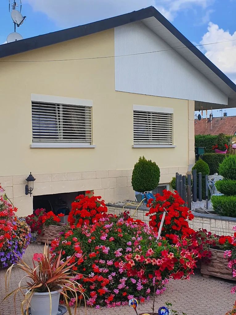 Maison alsacienne avec fenêtres et volets